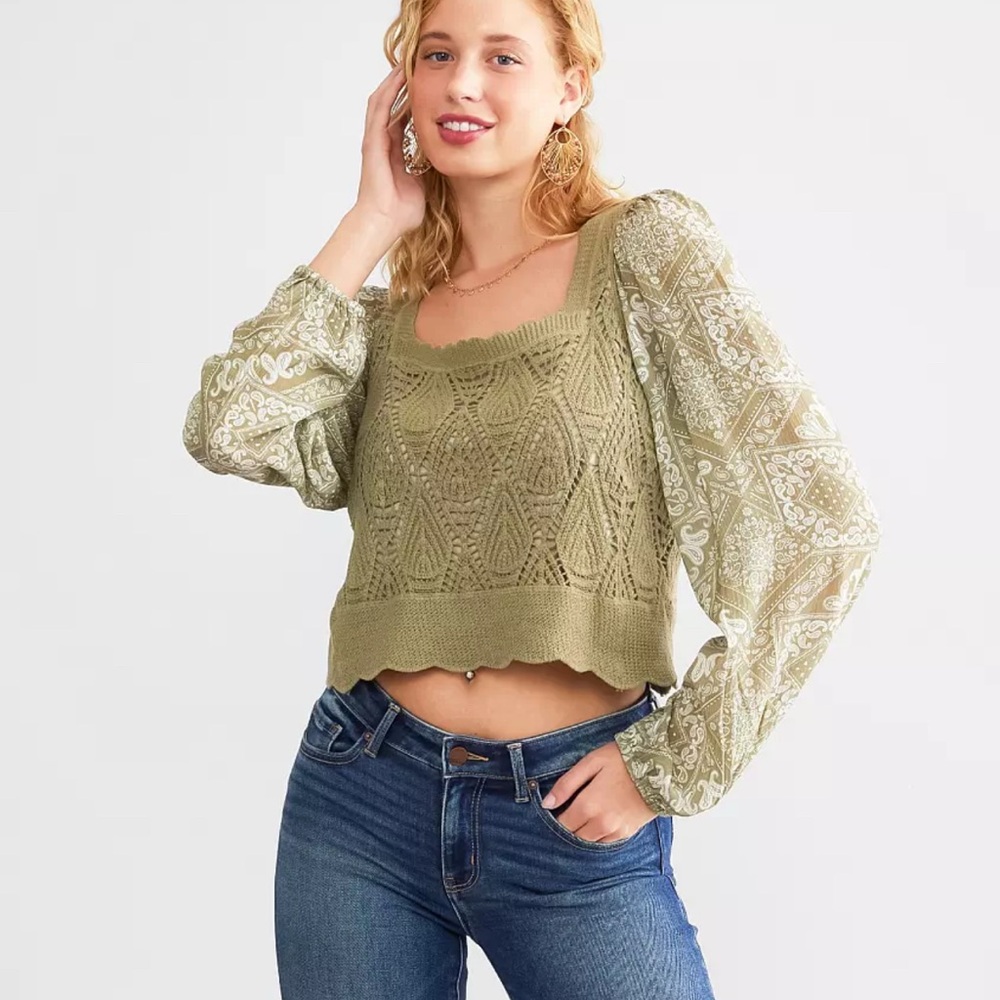 Miss Me Olive Lace Blouse
